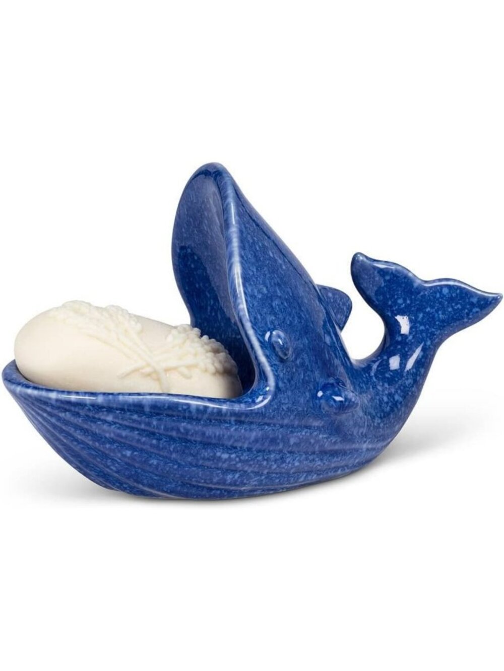 Ceramic Whale Soap Dish with Open Mouth - Cute Bathroom Decor, 6.5" L